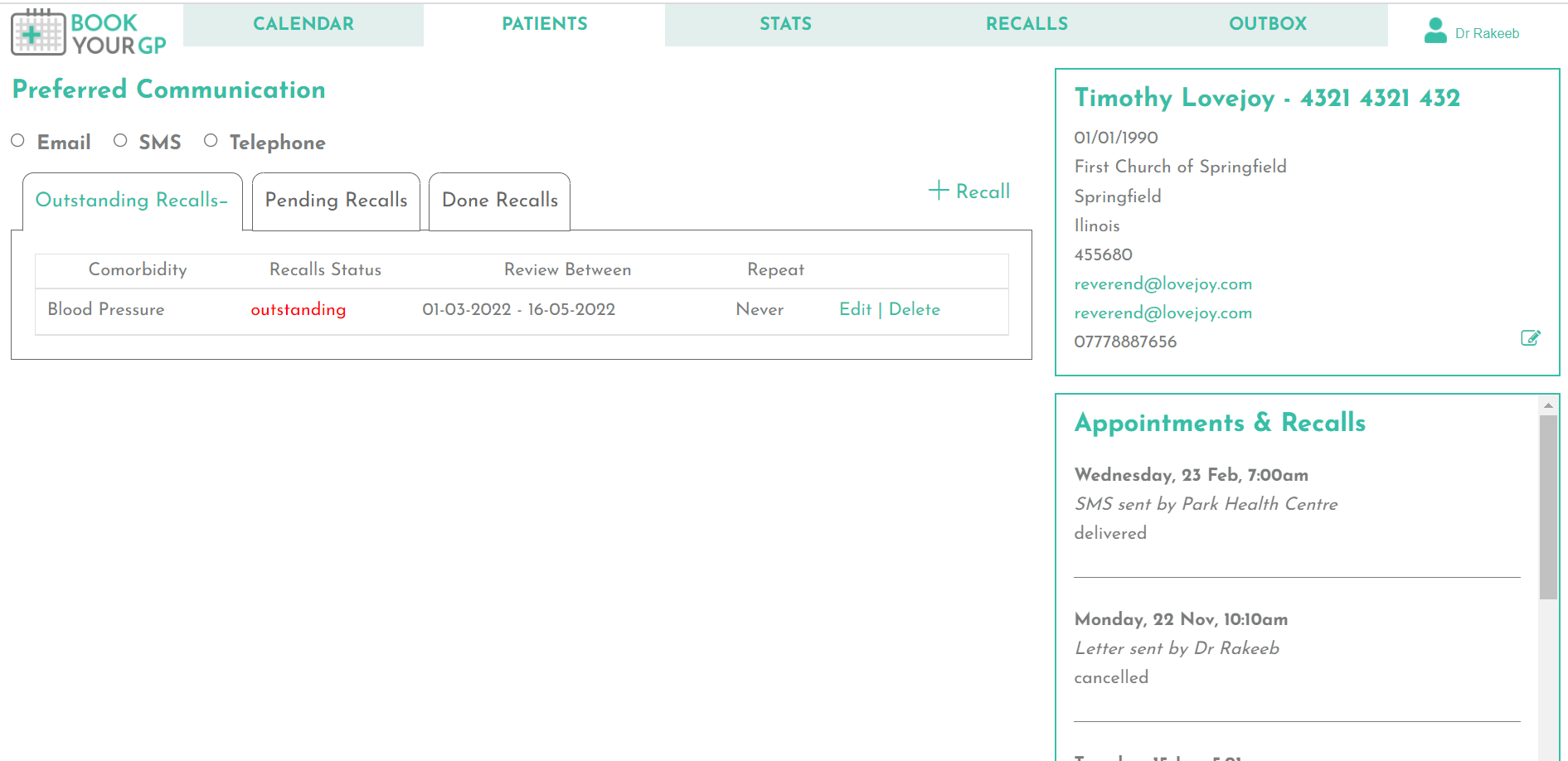 Hummingbirds Medical Automated Recall System for General Practice